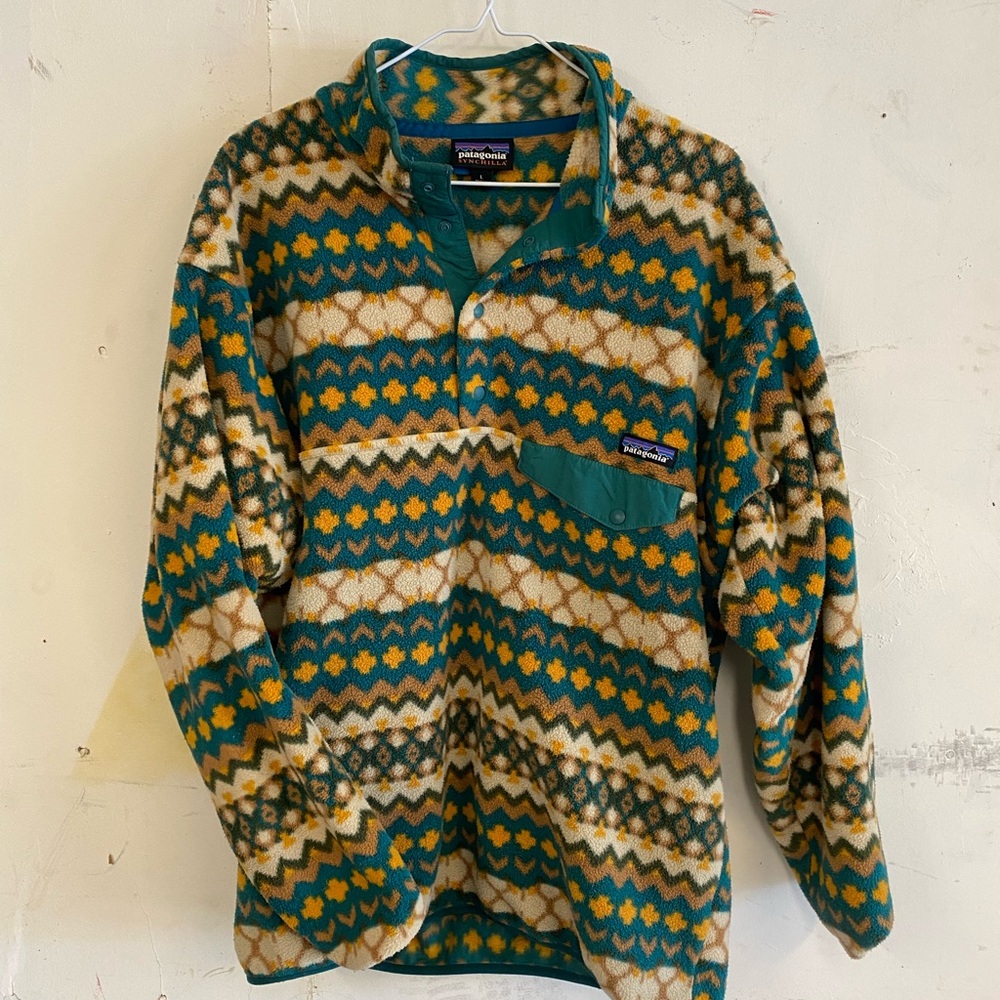 Patagonia Men's Synchilla Fleece - Green and Yellow Pattern